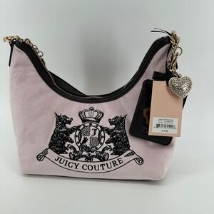 NEW‎ Juicy Couture Classic Scottie Dogs Hobo Bag Chiffon Pink Velour 11JCDRBX-CP